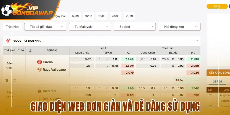 BongDaWap - Cập Nhập Dữ Liệu Bóng Đá Số Trực Tuyến 119 Giao diện web cực kỳ đơn giản và dễ dàng sử dụng