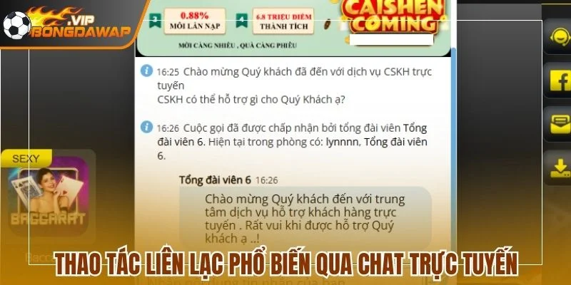Thao tác liên lạc phổ biến qua chat trực tuyến